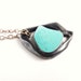 Vintage Teal Stone Necklace - Vintage 1970s Silver Tone Costume Jewelry / Boho Blue