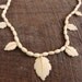 Ivory Beaded Leaf Necklace - Vintage Pre-Ban Carved Ivory / Off White Leaves