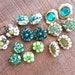 Vintage Green Clip On Earring Lot - 8 Pairs of Costume Jewelry Earrings