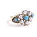 Vintage Flower Ring - Pearl & Teal Stone Signed Size 4 Gold Tone Cocktail Ring / Dainty Daisy