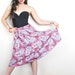 Vintage Paisley Flower Skirt - 1970s Highwaist Retro Fashion / Red Flowy Floral