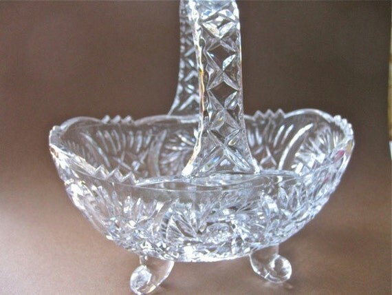 Vintage Lead Crystal Basket Princess House VC124 by EEjewelry