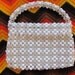 Vintage 1960s Mod Crystal Temptation Summer White and Translucent Beaded Purse Handbag