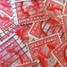 Red Letter Day 50 Carmine George Washington Red Vintage 20s US 2-cent Postage Stamps Scott 599 Philately Wedding Valentine