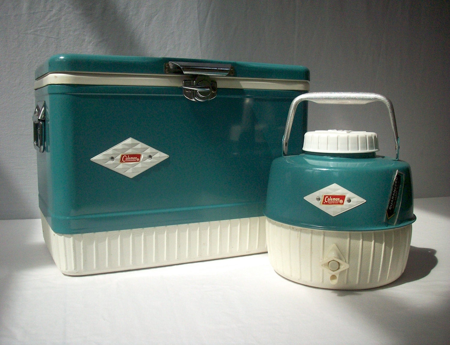 Vintage Aqua Coleman Snowlite Cooler and Jug / Original Boxes