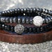 2 Pack of Hematite and Onyx with Pave Swarovski Crystal Bracelets