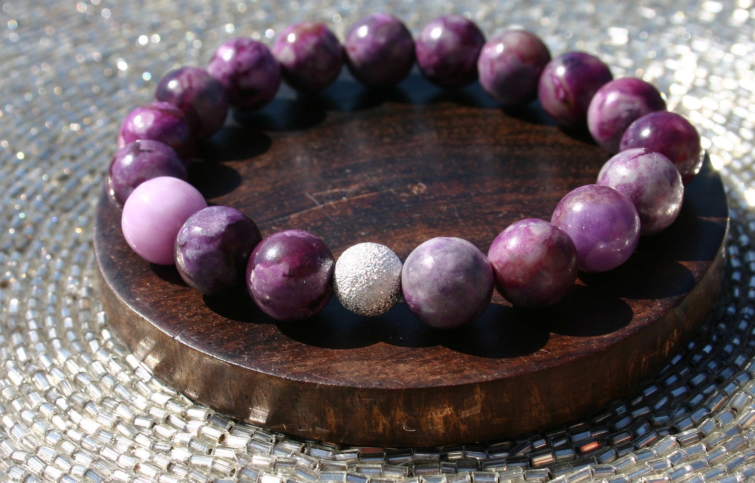 Purple Jade Energy Bracelet to Attract Friendship by