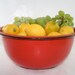 SALE - Cherry Red Enamelware Bowl, Vintage Enamelware Fruit bowl
