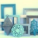 SALE - Dorchester Collection - aqua, teal blue, antique white, gray grey - 10 painted upcycled shabby cottage chic - frames frame sconce