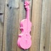 CLEARANCE - Vintage Violin Plaque in Bubblegum Pink - painted upcycled shabby cottage chic - aluminum metal plaque - musical instrument