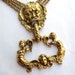 Vintage BIG Victorian Revival Chunky Baroque Gold Door Knocker Orante Statement Pendant Necklace