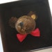 Vintage Steiff Brown Mohair Teddy Bear Button in Ear Brooch Pin in Original Box