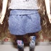 Blue jean like mini skirt with ruffles for Pullip blythe barbie