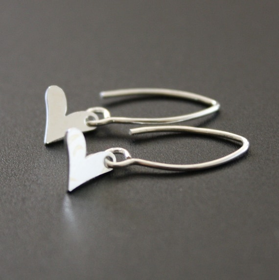 Tiny Heart Earrings Sterling Silver by JewelryDeli on Etsy