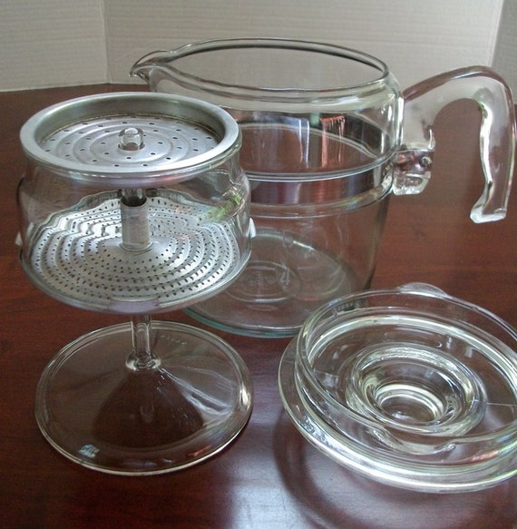 Vintage Pyrex 7756-B Flameware 6 Cup Percolator By Lakesidecottage