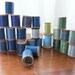 28 Wood Spools of Sewing Thread J and P Coats and Clarks Blue Green