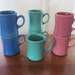 Metlox Potteries ColorStax Coffee Mugs mid 1980s Set of 7 California Pottery