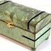 Keepsake Box Jewelry Trinket Box Decoupaged Moss Green Fern Pattern