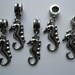 Large Hole Beads, Dangle, Seahorse, Metal, Lot of 5