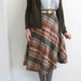 Mid Length Wool Plaid Skirt Small Medium
