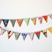 Fabric Bunting, Mini Pennants. One of a Kind. Mixed Prints. Whimsical & Colorful. Handmade by merriweathercouncil on Etsy
