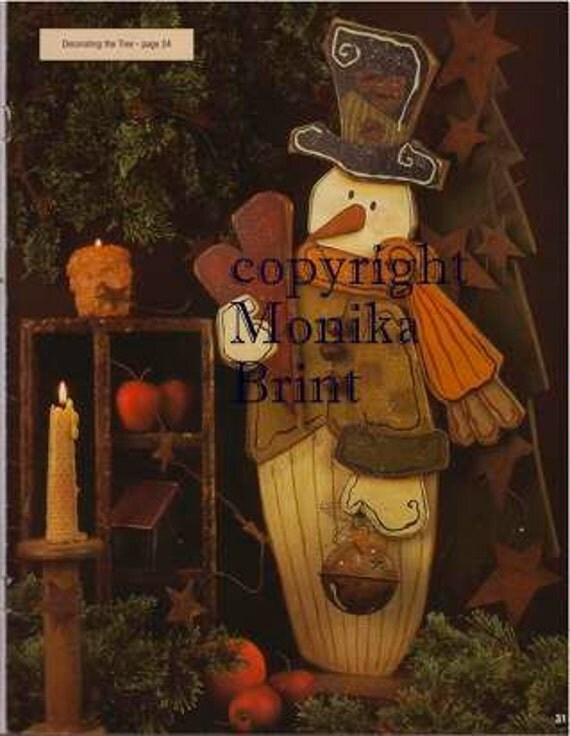 Decorating the Tree Snowman-Woodworking Pattern-Primitive Snowman 