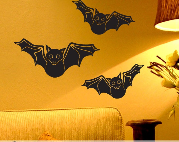 Flying Black Bats Wall Decal for Halloween Fall Decor for Indoors or Outdoors