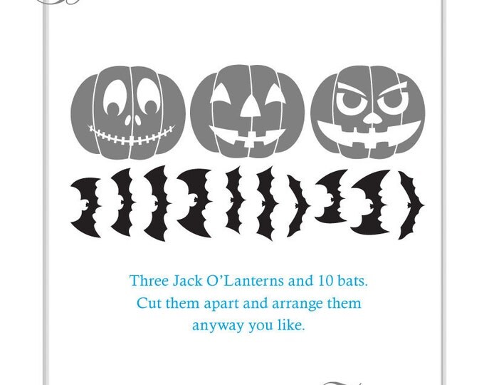 Halloween Wall Decals: Jack O Lantern Pumpkins and Creepy Bats, Orange and Black Vinyl, Fall Decor Indoors or Outdoors