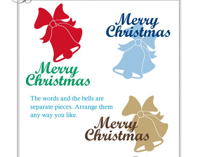 Holiday Season Vinyl Wall Decal: Merry Christmas Decoration with White Bells