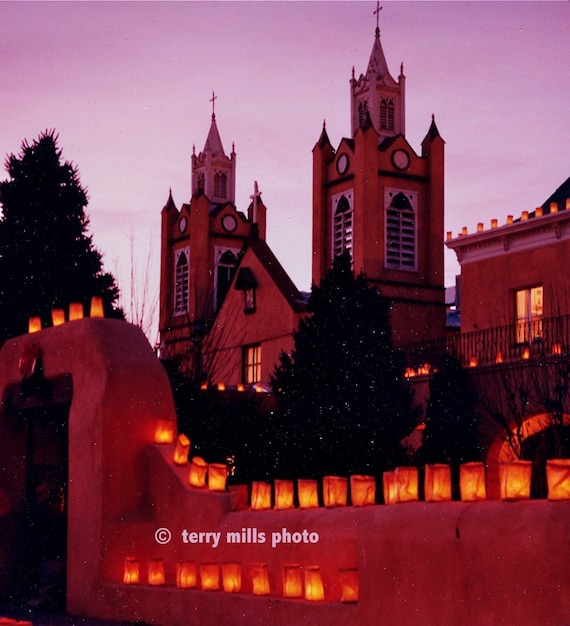 Christmas Church luminaries In Albuquerque Old Town 8X10