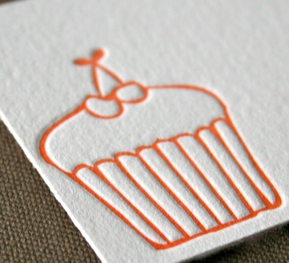 Items similar to Cupcake Letterpress Enclosure Card on Etsy