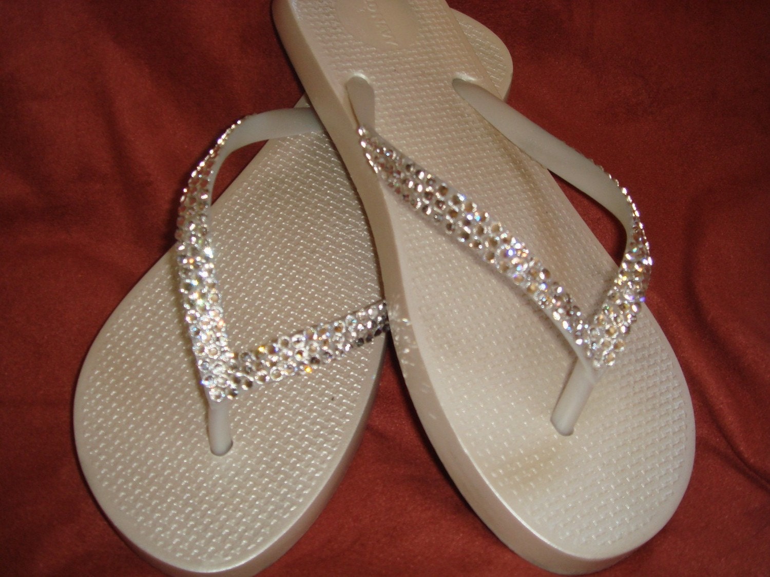Items similar to Swarovski Crystal Rhinestone Flip Flops Sandals ...