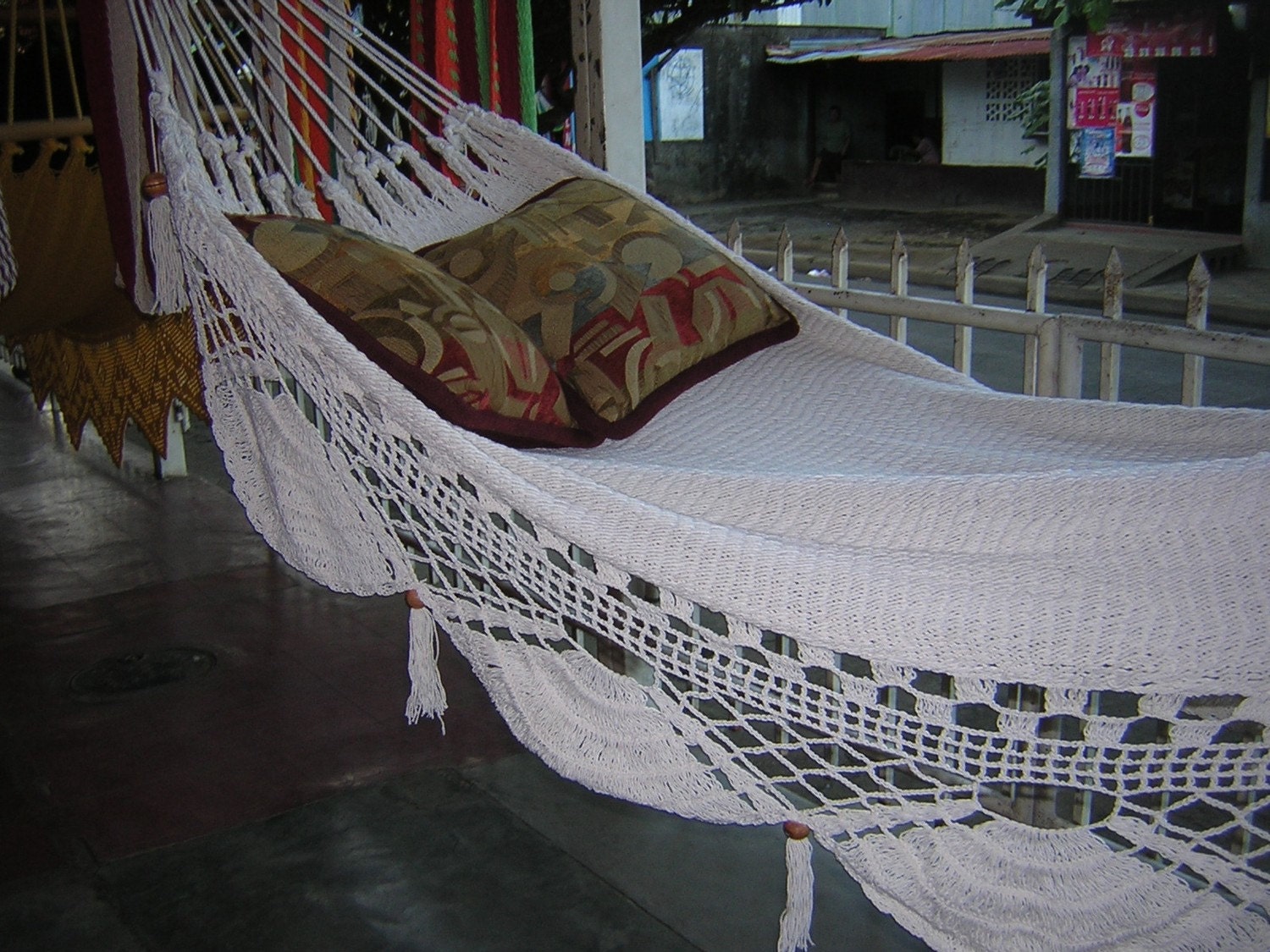 White Double Hammock handwoven Natural Cotton