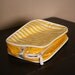 Vintage Makeup Cosmetic Bag Small Bright Yellow and White Purse