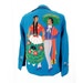 mid century souvenir jacket Teal Blue Wool Felt Mexican Dancers Lovely 1950s Folk Jacket