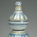 Double Gourd Vase Stripes and Dots Hand Painted Flower Vase Organic Shape Greens Blues