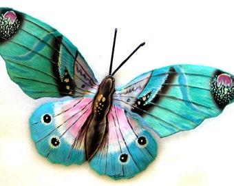 Butterflies - Painted Metal Wall Art Butterfly - Butterfly Metal Wall Decor- 13" Garden Art - Metal Art, Outdoor Metal Wall Art, 516-MW-AQ
