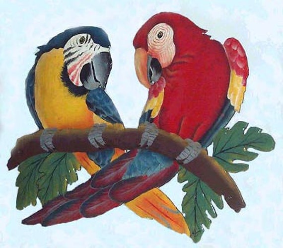 Parrot Hand Painted Metal Wall Decor Tropical by TropicAccents