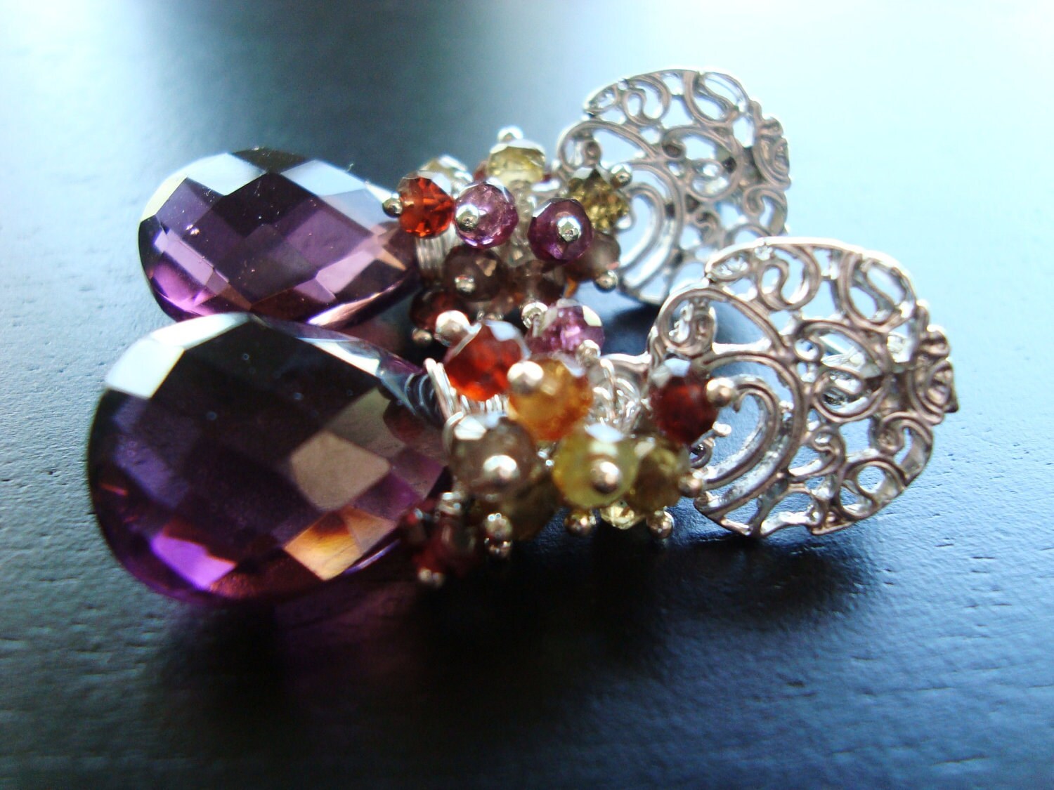 Plum Silver Earrings Purple Eggplant Quartz Wire Wrapped with