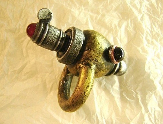 Ray Gun RING Red Carnelian Black Onyx Classic Science Fiction FULL Size Retro WOOD Replica by buildersstudio steampunk buy now online