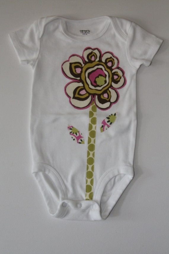 Items similar to Flower applique onesie on Etsy