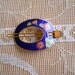 Beautiful Vinatge Enamel Old Fashioned Hair Clip, Hair Sticks Dark Blue with Pink Flowers