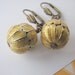 Yellow dangle earrings cloisonne enameled beads brass