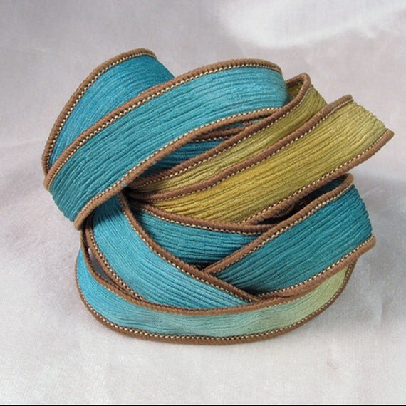 Hand Dyed Silk Ribbons Crinkle Silk Ribbons Tropical