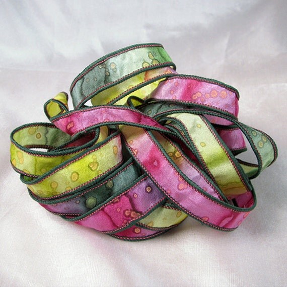 Hand Dyed Silk Ribbons Jewelry Ribbon bracelet by Quintess