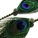 Peacock Feather Bobby Pins x 2 & Reclaimed Crystal - GLINT In HIS EYE - bridal - ooak