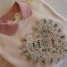 Battenburg Lace Embellished Cream Sweatshirt with Dusty Rose Collar - Medium