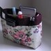 Wine and Roses ....Small Wine and Repurposed Rose Floral Purse Insert Organizer with solid bottom