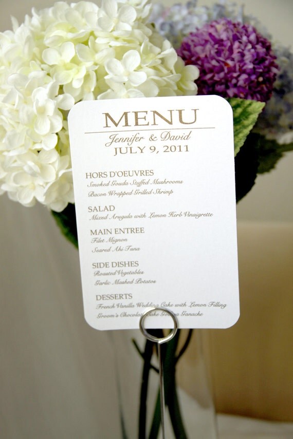 24 Custom Wedding Reception Menu Cards