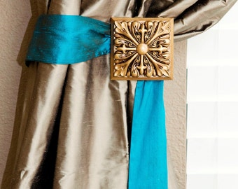 Sadie Blu Blue- Dupioni Silk Drapery Tie Back